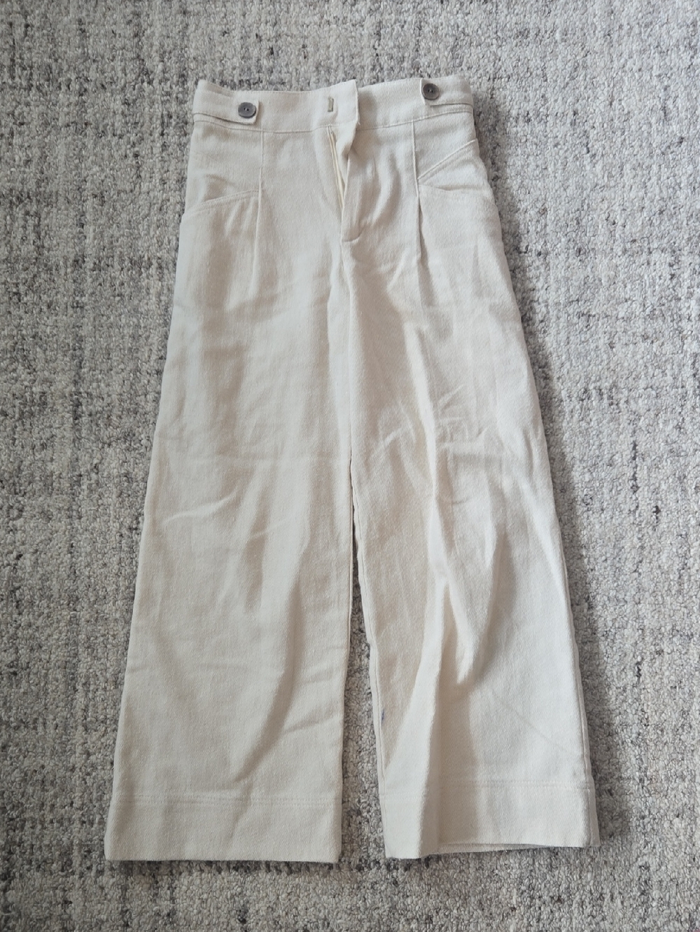 Zara Kids Cream Wide-Leg High-Waist Trousers